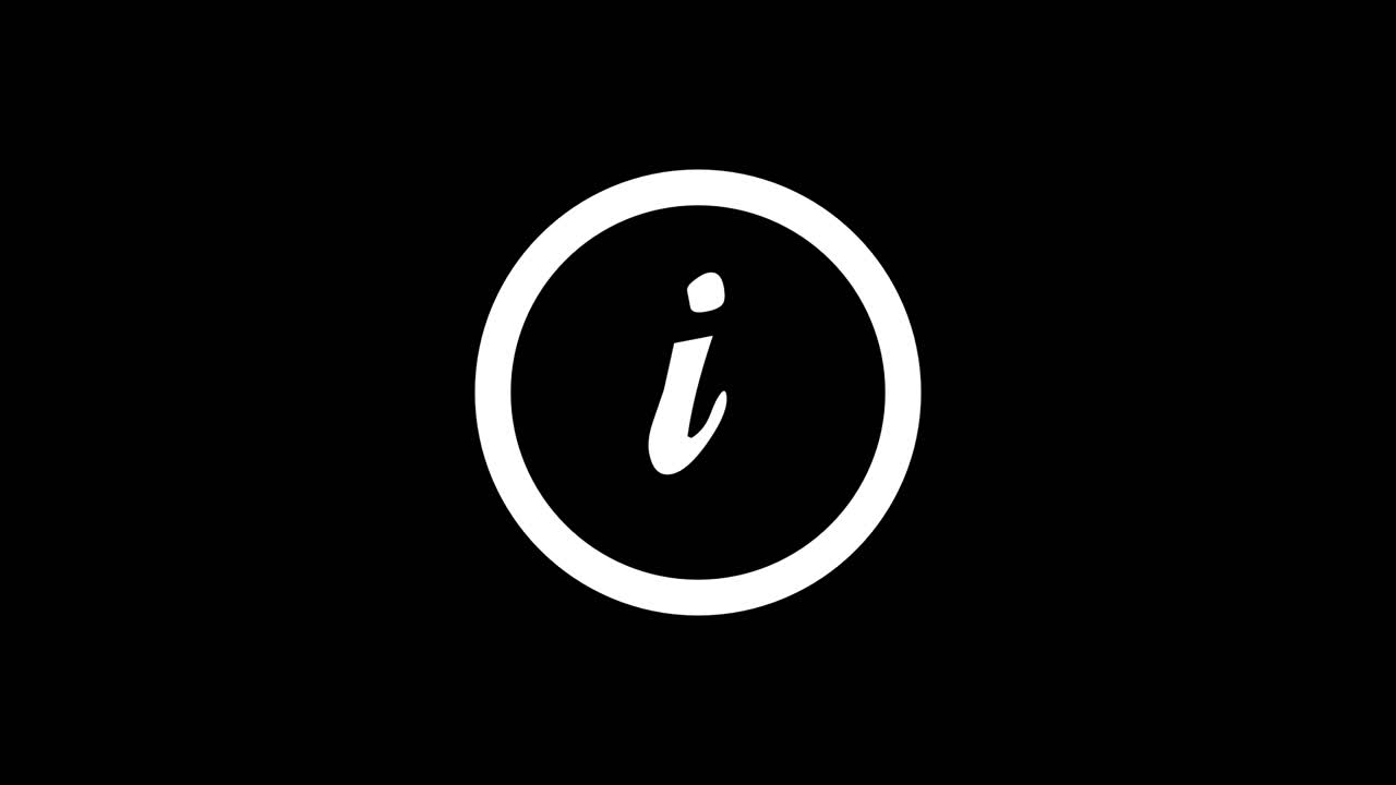 simple animación 2d del icono de "información"