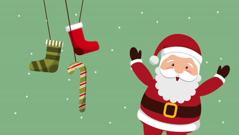 feliz tarjeta de navidad con el personaje de papá noel