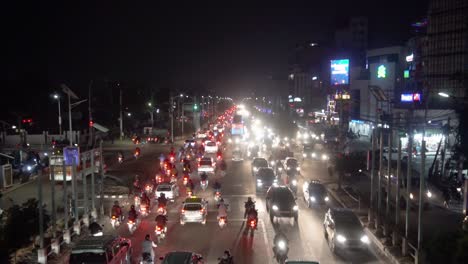 busy night traffic on a city street in nepal