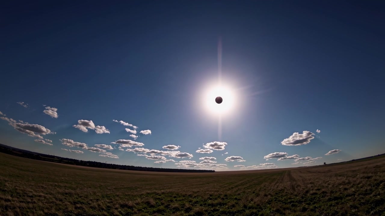Solar Eclipse Over a Vast Open Field