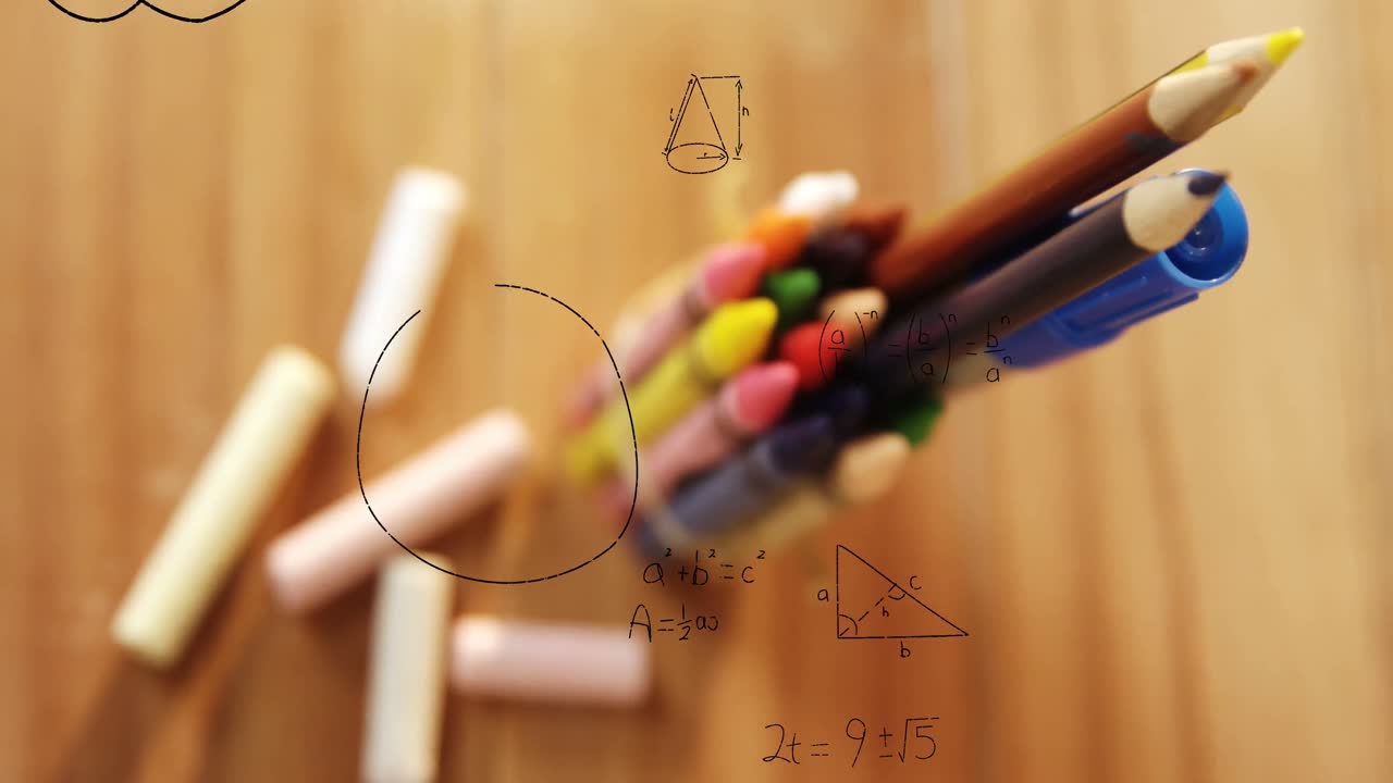 animación del procesamiento de datos matemáticos sobre artículos escolares
