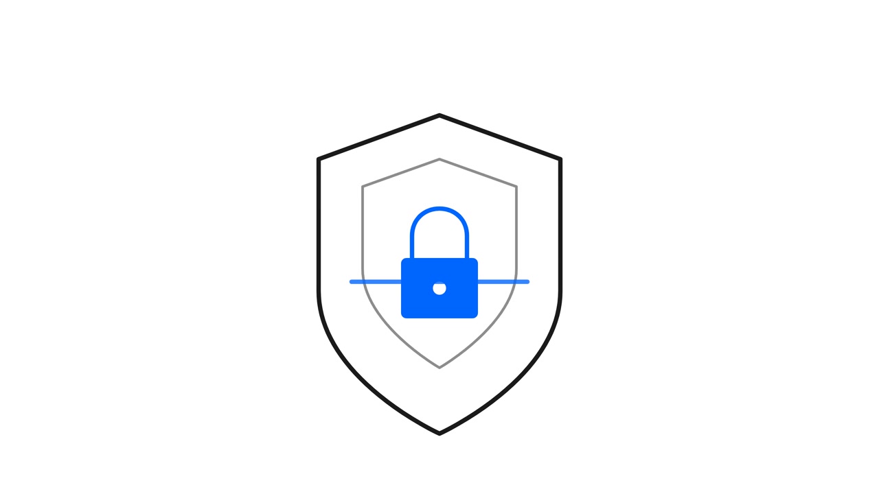 Animated Shield Icon Locking with Scanning Line