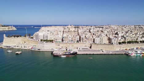 kalkara village town on malta island, aerial drone landscape