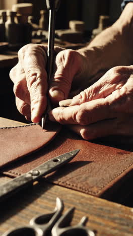 artisan leatherworker at work