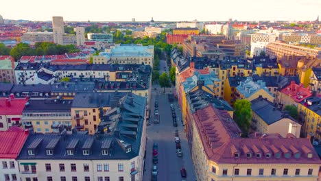 colorful historic buildings in stockholm old town city, sweden