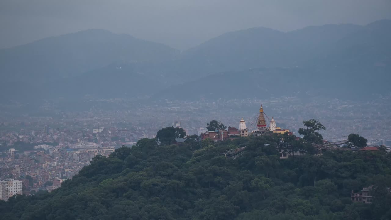 Timelapse of Swoyambhu - Day to Night. Kathmandu.