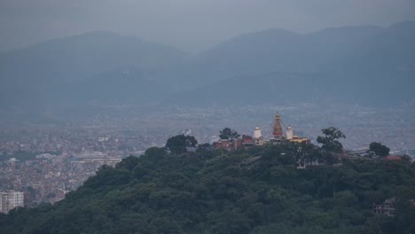 timelapse of swoyambhu - day to night. kathmandu.