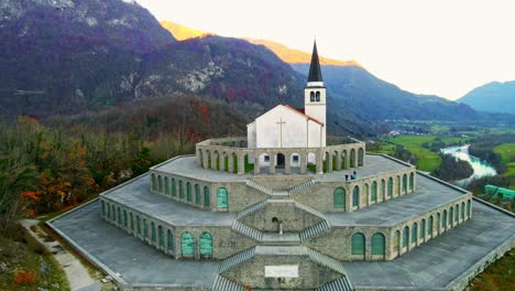 aerial 4k drone footage captures the majestic church of saint anthony, kobarid- slovenia