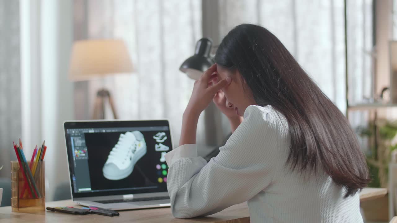 신발 디자인을 하는 디자이너 여성