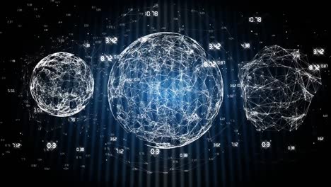animation of globes with network of connections over numbers