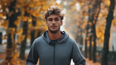 man running in autumn