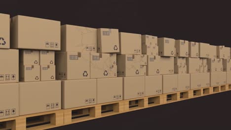 animation des scanens über kartonkisten, die sich auf einem förderband bewegen