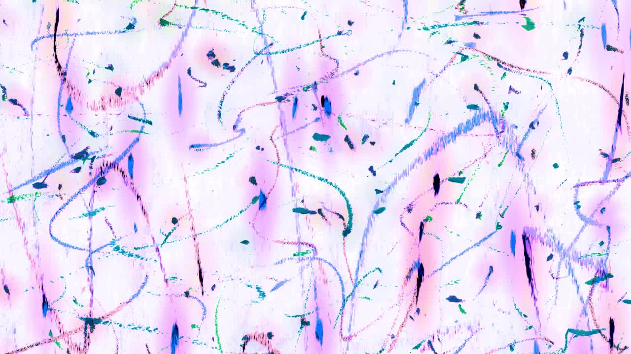 흰색 배경에 분홍색, 파란색, 다채로운 낙서, 연필, 크레용, 에칭 선, 드로잉 오버레이 애니메이션, 파티클 라인