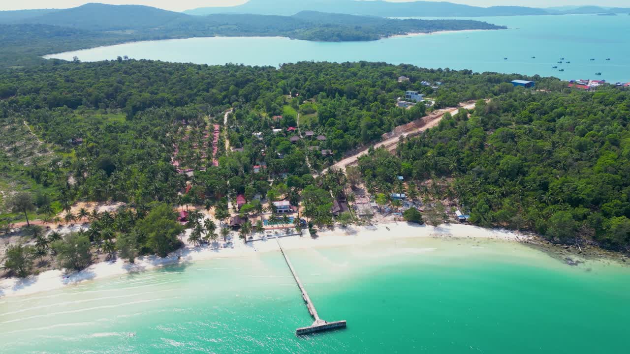 Exotic travel destination Coconut beach Koh Rong island, Cambodia pier ...