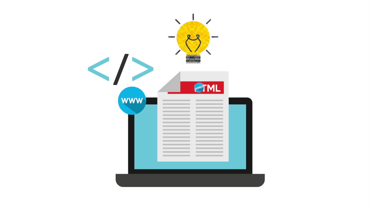 programming language with laptop animation