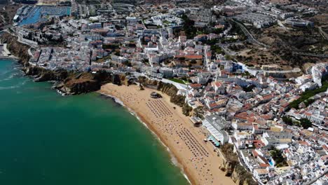 drone shot from albufeira coast