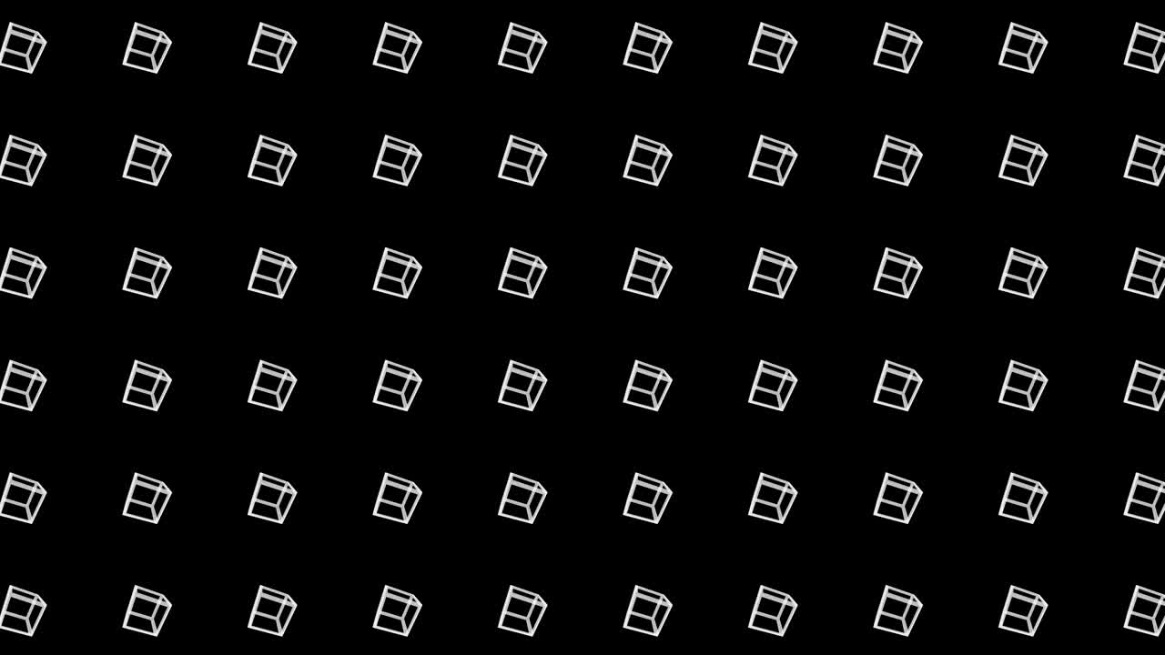Motivo a cubi geometrici. Cubi in movimento. Animazione in loop con simbolo aziendale. Design per reti aziendali.