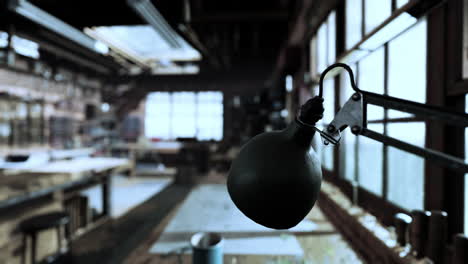 vintage workshop interior with desk lamp