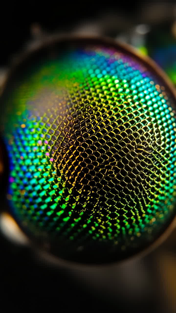 Vibrant Iridescent Grid Texture Macro