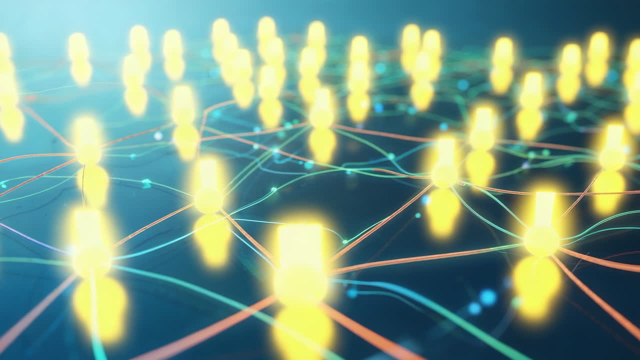 Abstract Digital Network Connections with Glowing Nodes