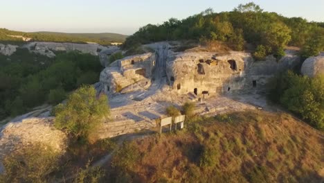 aerial view of ancient cave dwellings