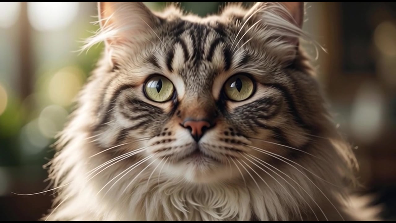 Ritratto ravvicinato di un gatto soriano soffice che si guarda intorno
