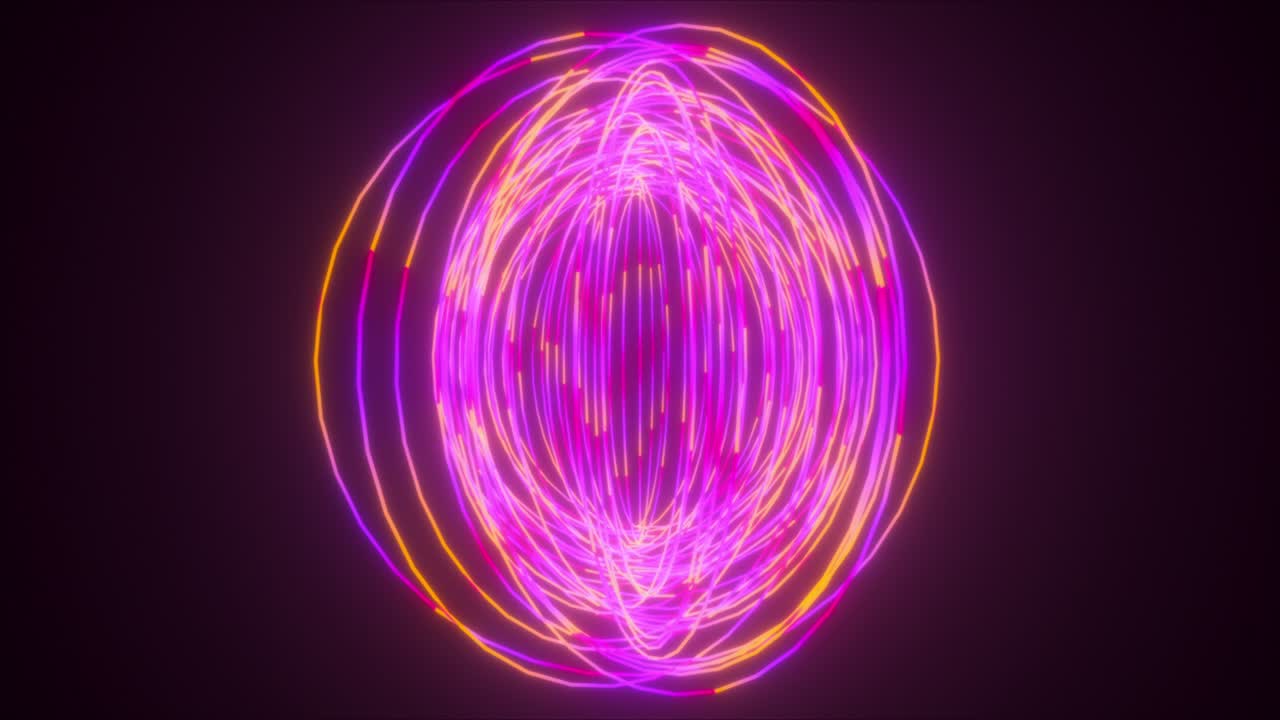 rotación circular de anillos delgados de neón, generados por computadora. representación 3d del fondo abstracto