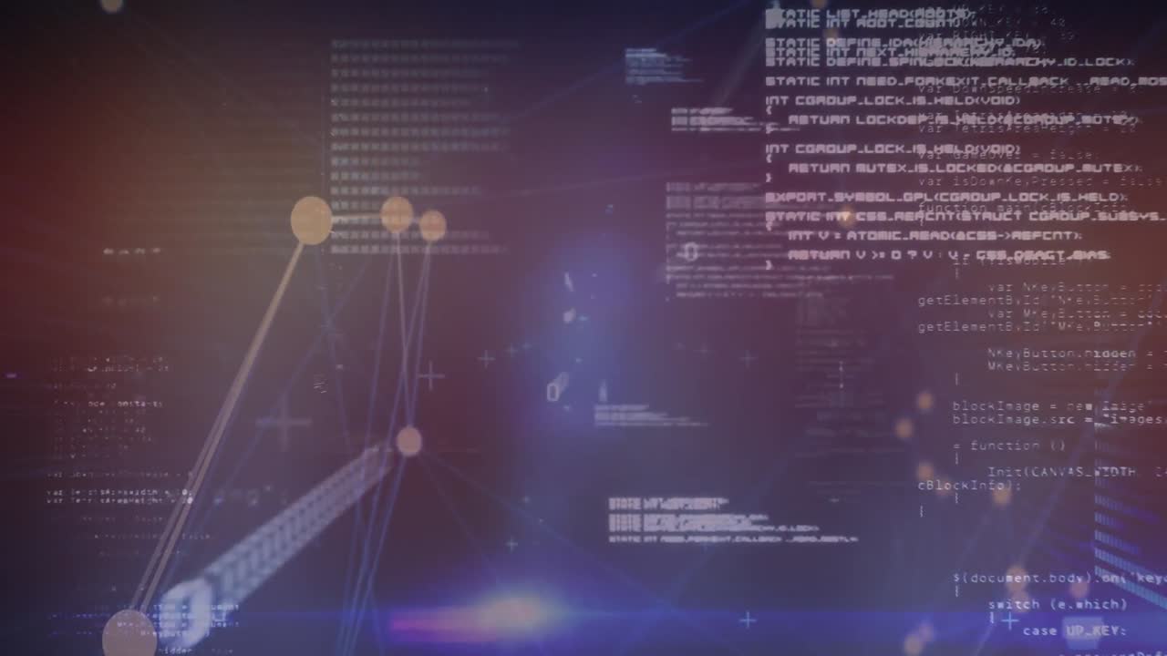 검은 바탕에 연결 네트워크를 통해 데이터 처리의 애니메이션