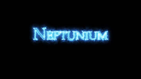 neptunium, chemical element, written with fire. loop