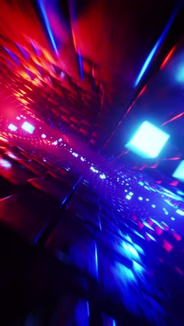 flying through a futuristic tunnel with neon lights. vertical looped video 002