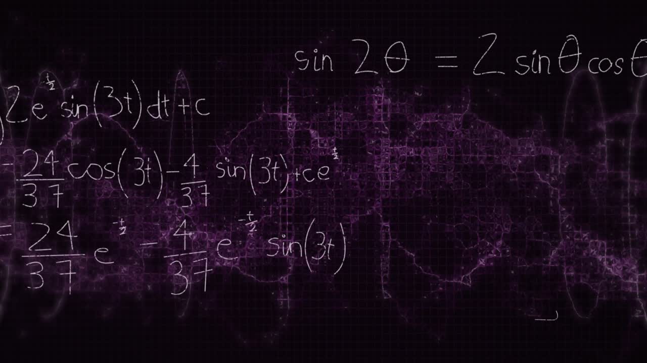 Animation of mathematical formula moving on black background