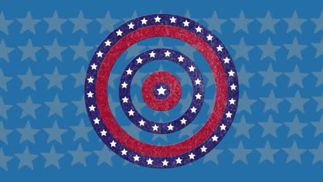 animation of circle with stars in red, white and blue of flag of united states of america