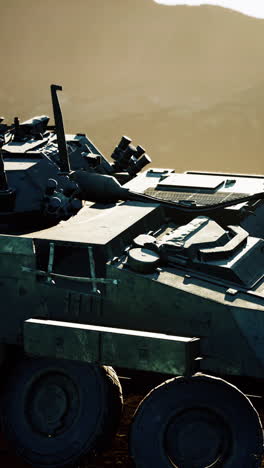 armored personnel carrier in a desert setting