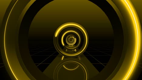 yellow 3d render abstract geometric circle background corridor