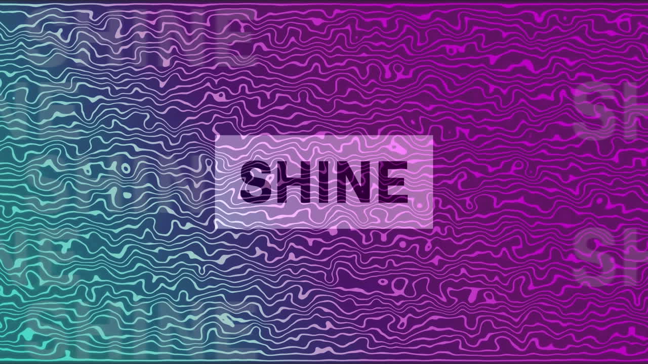 animación de texto brillante sobre fondo móvil azul y púrpura