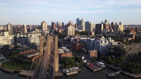 drone footage showing brooklyn bridge