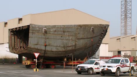ship bow being transported in asry ship repair yard and dry dock in bahrain