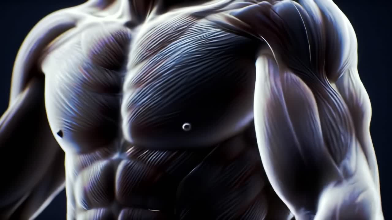 Exploration of human muscle structure and anatomy in detailed depiction