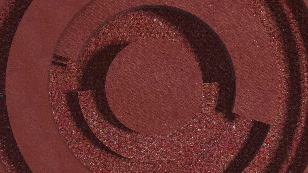 minimalismo lana tejida marrón. fondo de video de negocios moderno. animación de textura 3d con partes giratorias de un círculo. concepto de superficie en espiral. renderización 3d de un bucle sin costuras.