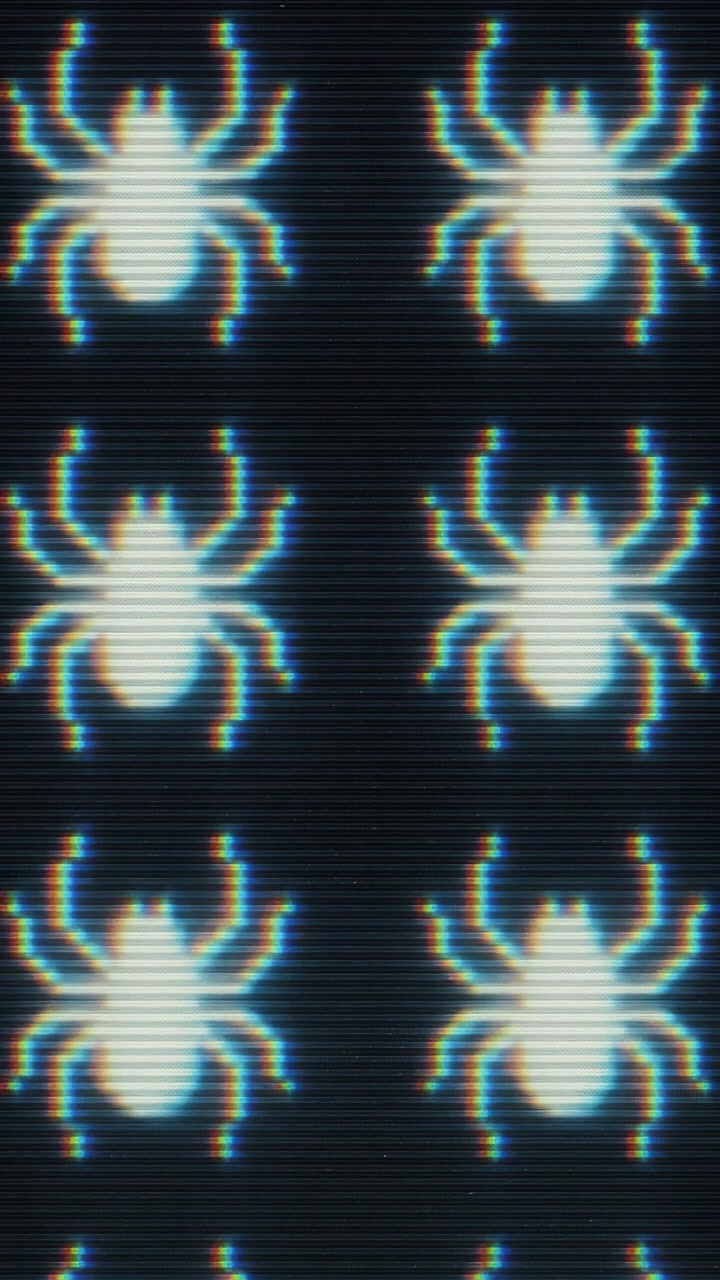 Glitchy Retro Spider Pattern with Scanline Effect