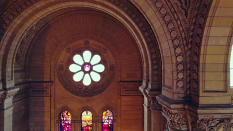 traveling of the internal support arches of the church of los sacramentinos, ancient patrimony of santiago chile