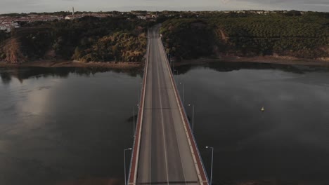 rigid frame bridge crossing mira river in portugal