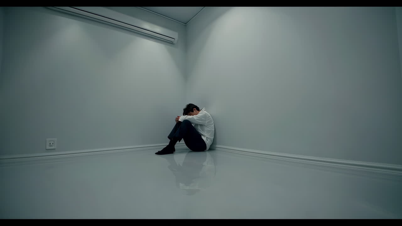 구석에 혼자 앉아 있는 남자