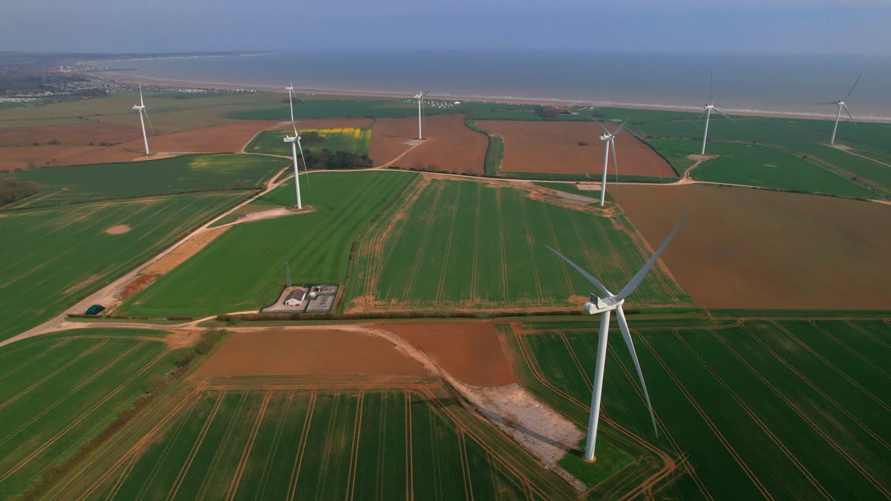영국 요크셔 해안을 따라 리셋 비행장의 풍력 발전기