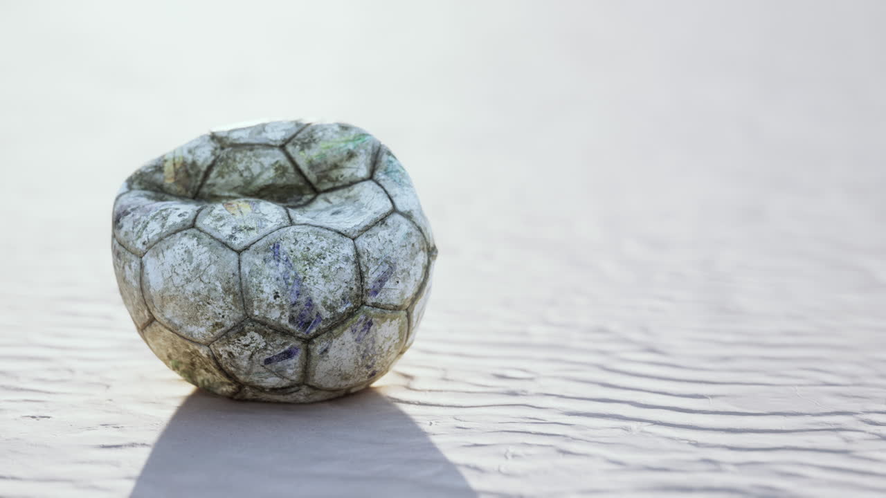 la vieja pelota en el suelo