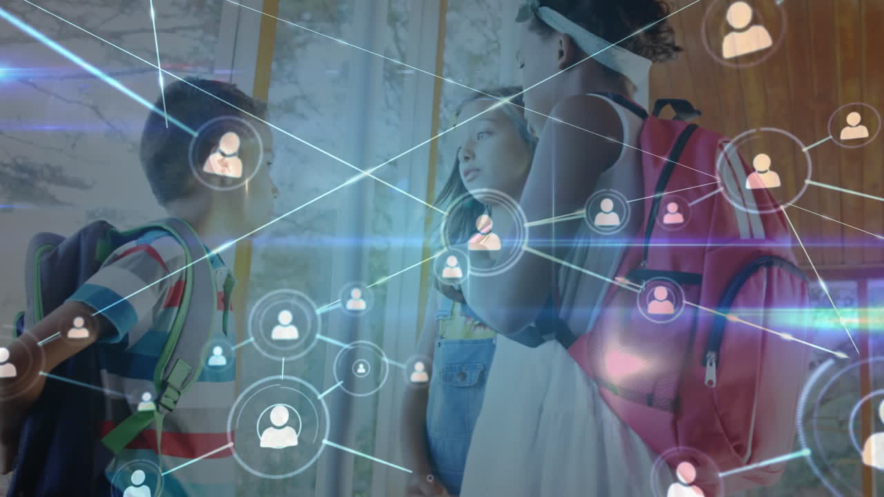 animación de redes de conexiones entre escolares