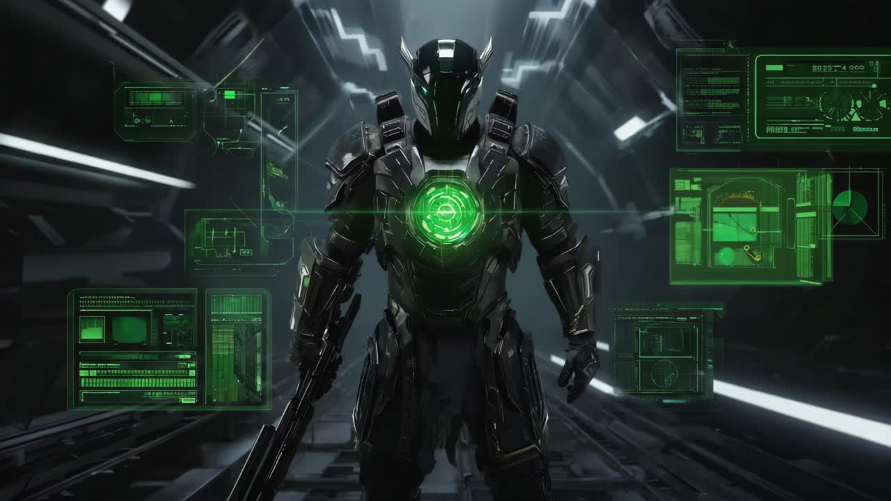 Futuristic Soldier with AI Interface