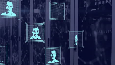 animation of biometric photos and data processing over computer servers