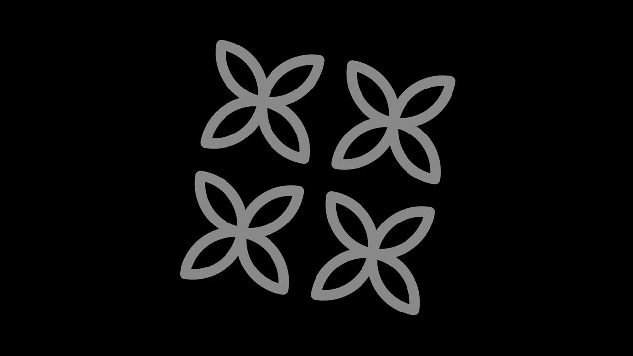 objeto gráfico en blanco y negro con efecto estroboscópico e hipnótico, que gira en el sentido de las agujas del reloj disminuyendo el tamaño de pantalla completa a desaparecer en el centro, en formato de video 16: 9