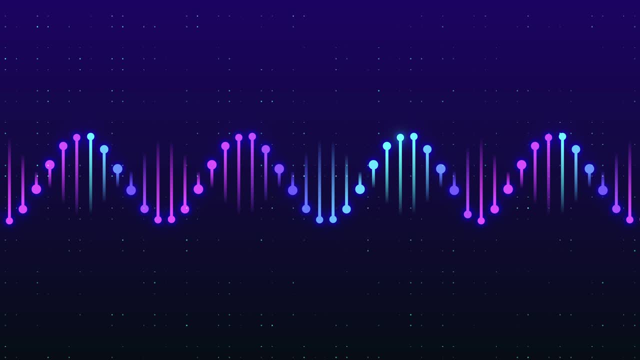 Animated abstract geometric background of glowing sound wave. futuristic music equalizer sound rhythm. Dynamic looped animation. digital technology audio track neon wave motion graphics. data flow